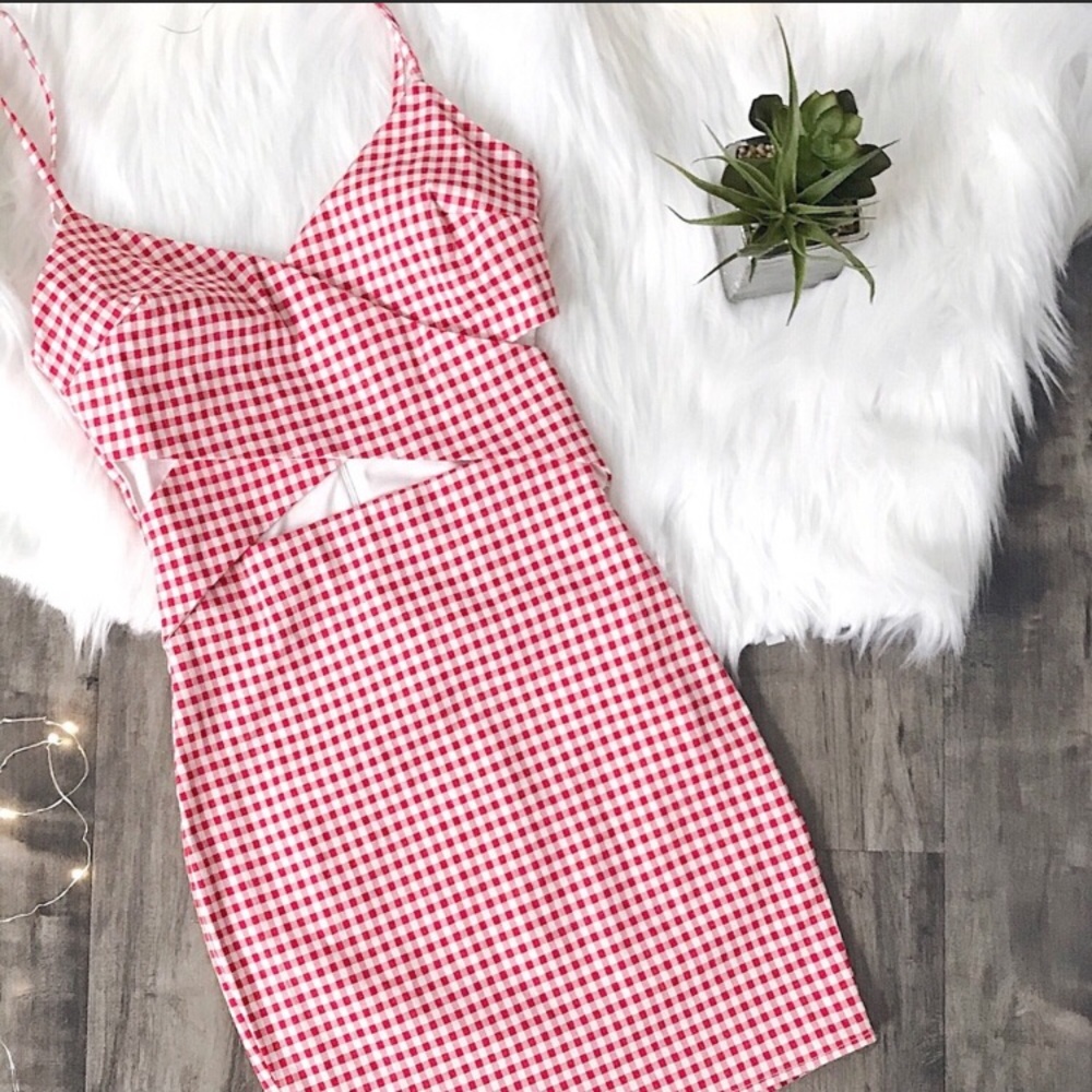 Red and White Check Mini Dress - Picture 3 of 3